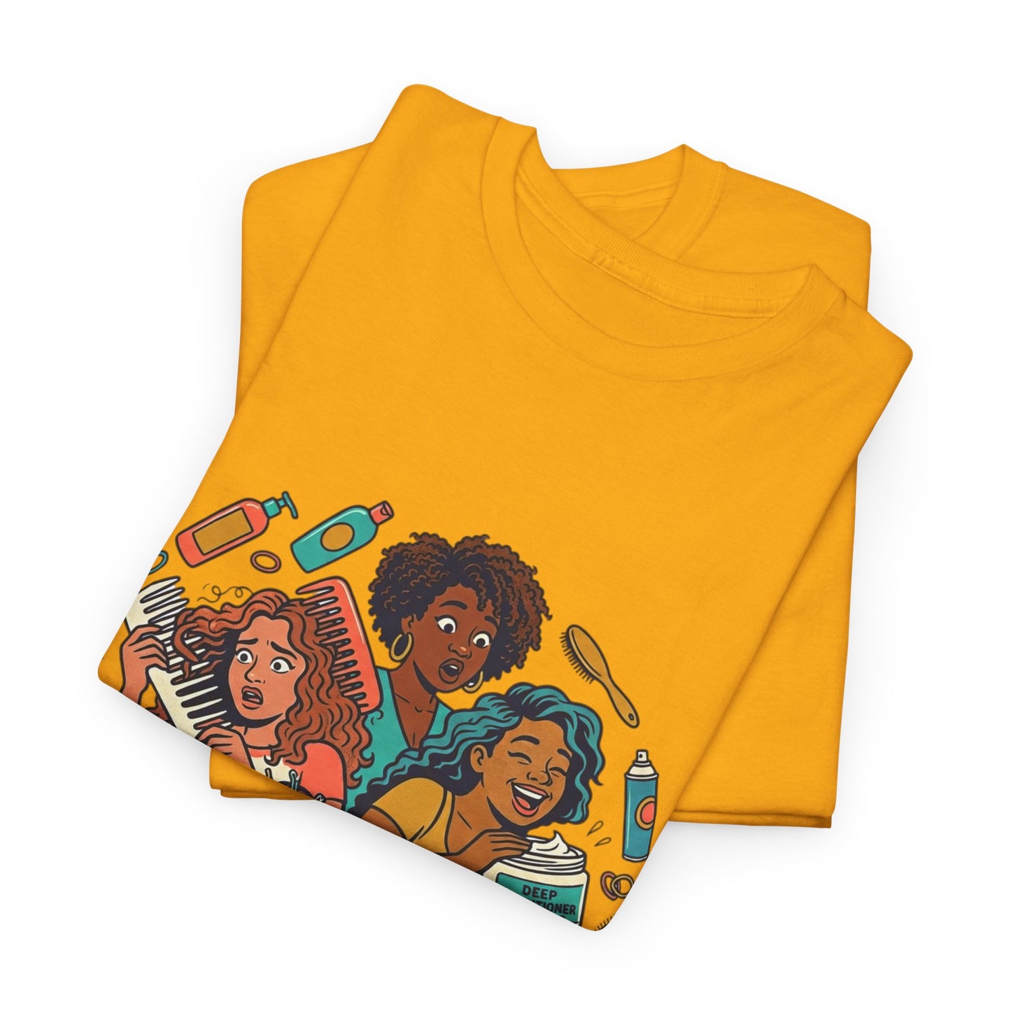 Curls & Chaos T-Shirt — Diverse Natural Hair Graphic Tee for Curly Hair Lovers