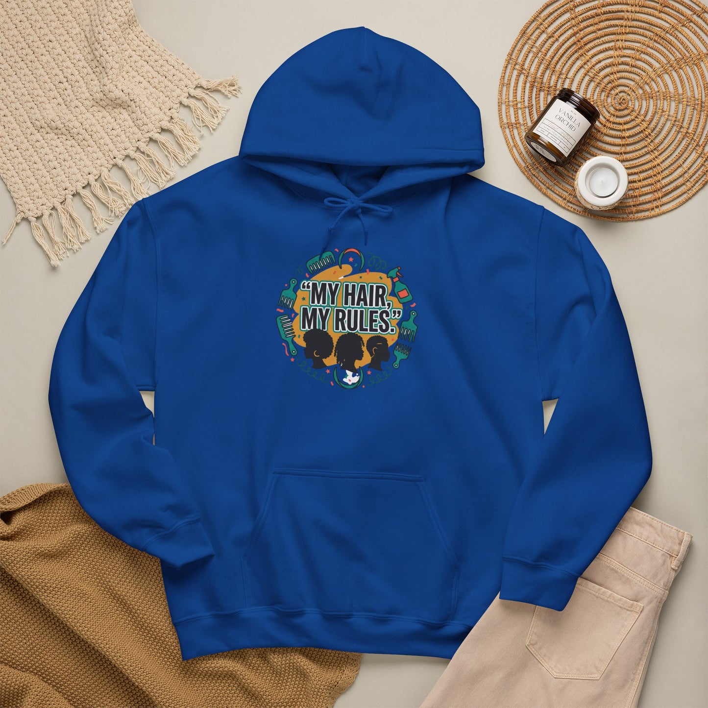 Hoodie — "My Hair, My Rules" Natural Hair Pride Graphic Hoodie