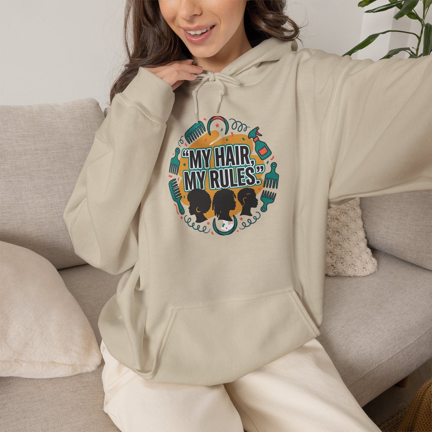 Hoodie — "My Hair, My Rules" Natural Hair Pride Graphic Hoodie