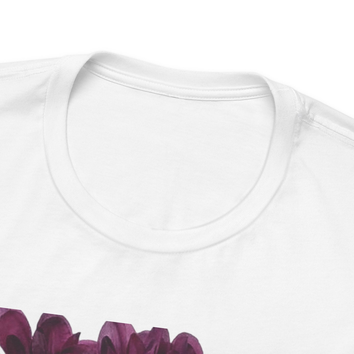 Floral Crown Fashion Tee — Glam Portrait Shirt with Purple Bloom Design