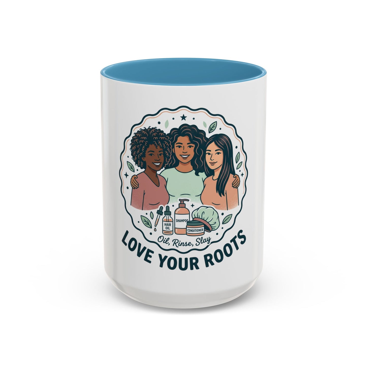 Love Your Roots Coffee Mug — Women’s Natural Hair Care Illustration (11/15oz)