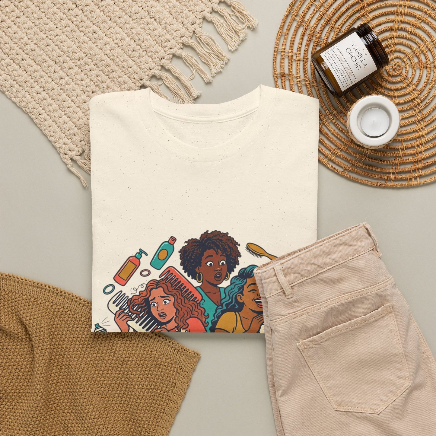 Curls & Chaos T-Shirt — Diverse Natural Hair Graphic Tee for Curly Hair Lovers
