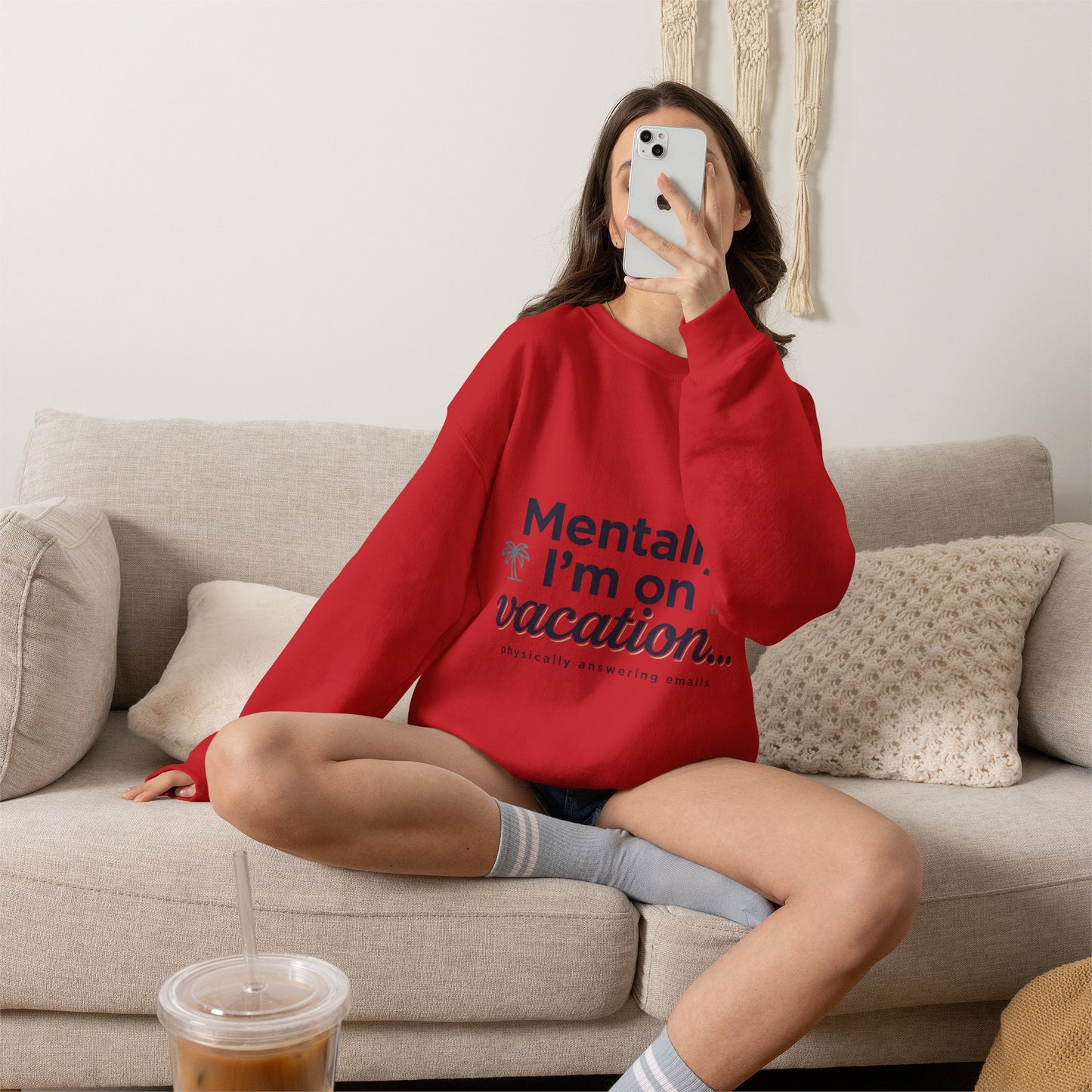 Vacation Vibes Sweatshirt — "Mentally I'm on Vacation" Cozy Crewneck