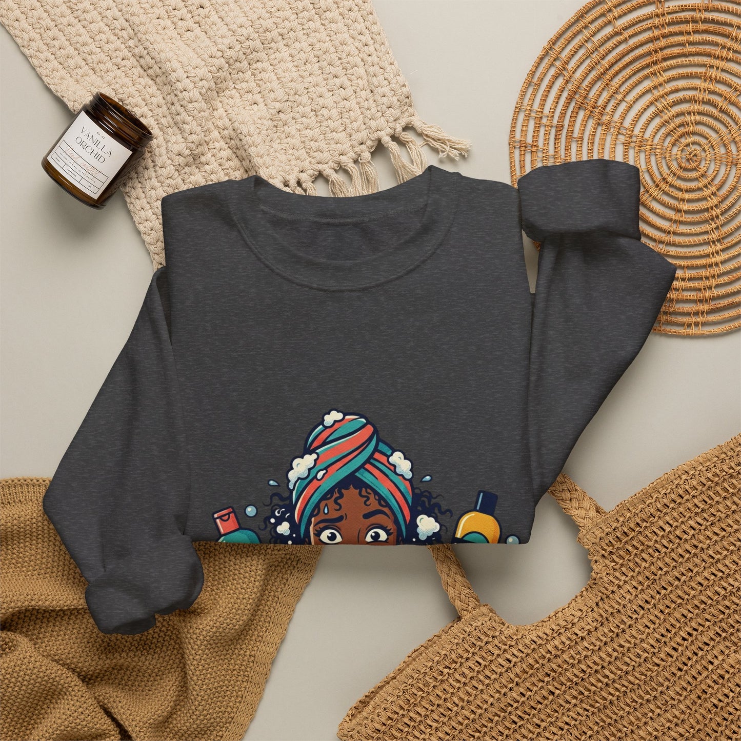 Wash Day Struggles Sweatshirt — Funny Natural Hair Care Crewneck