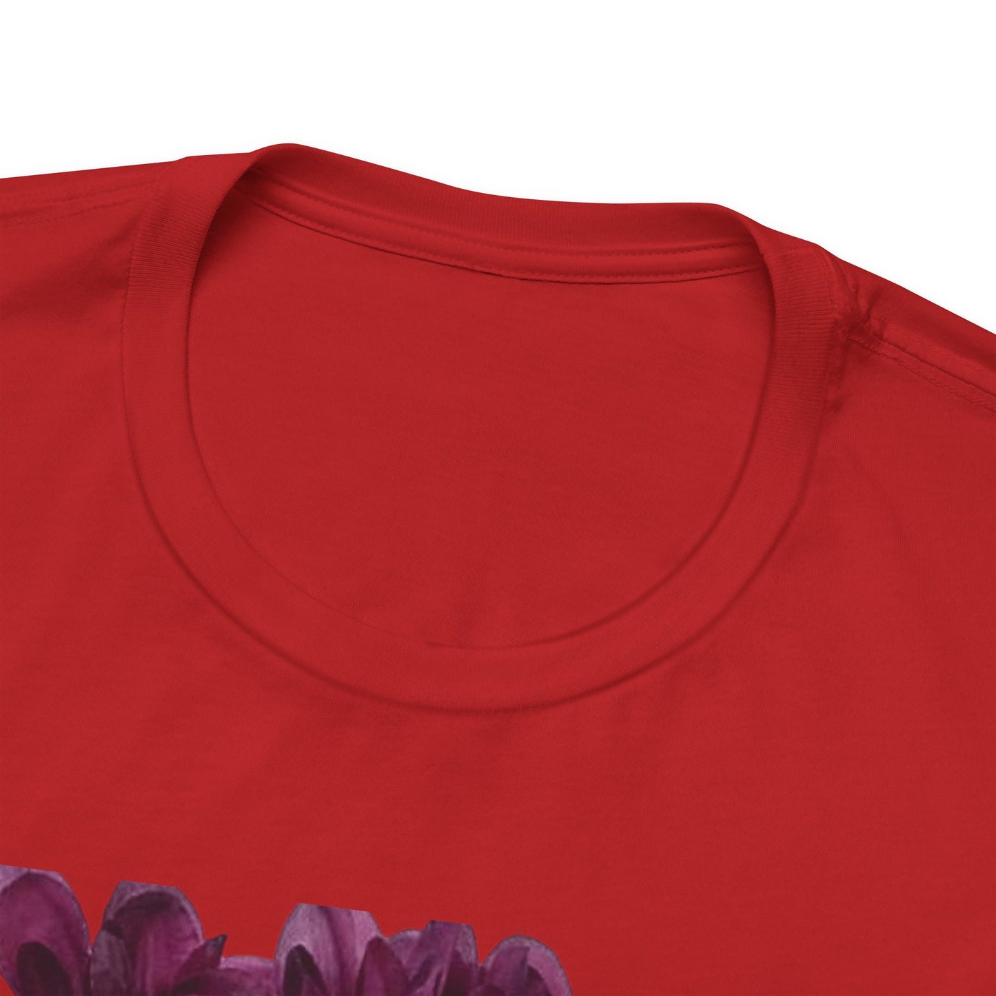Floral Crown Fashion Tee — Glam Portrait Shirt with Purple Bloom Design