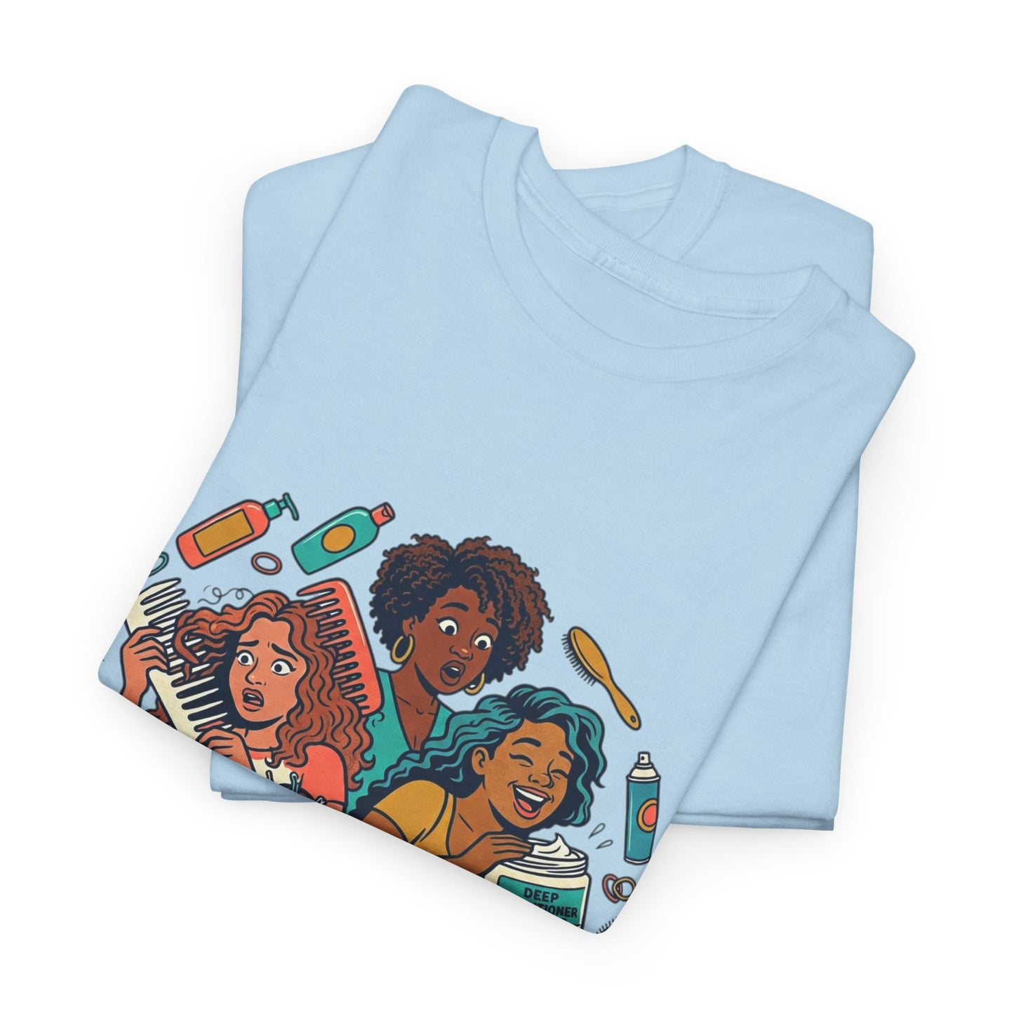 Curls & Chaos T-Shirt — Diverse Natural Hair Graphic Tee for Curly Hair Lovers