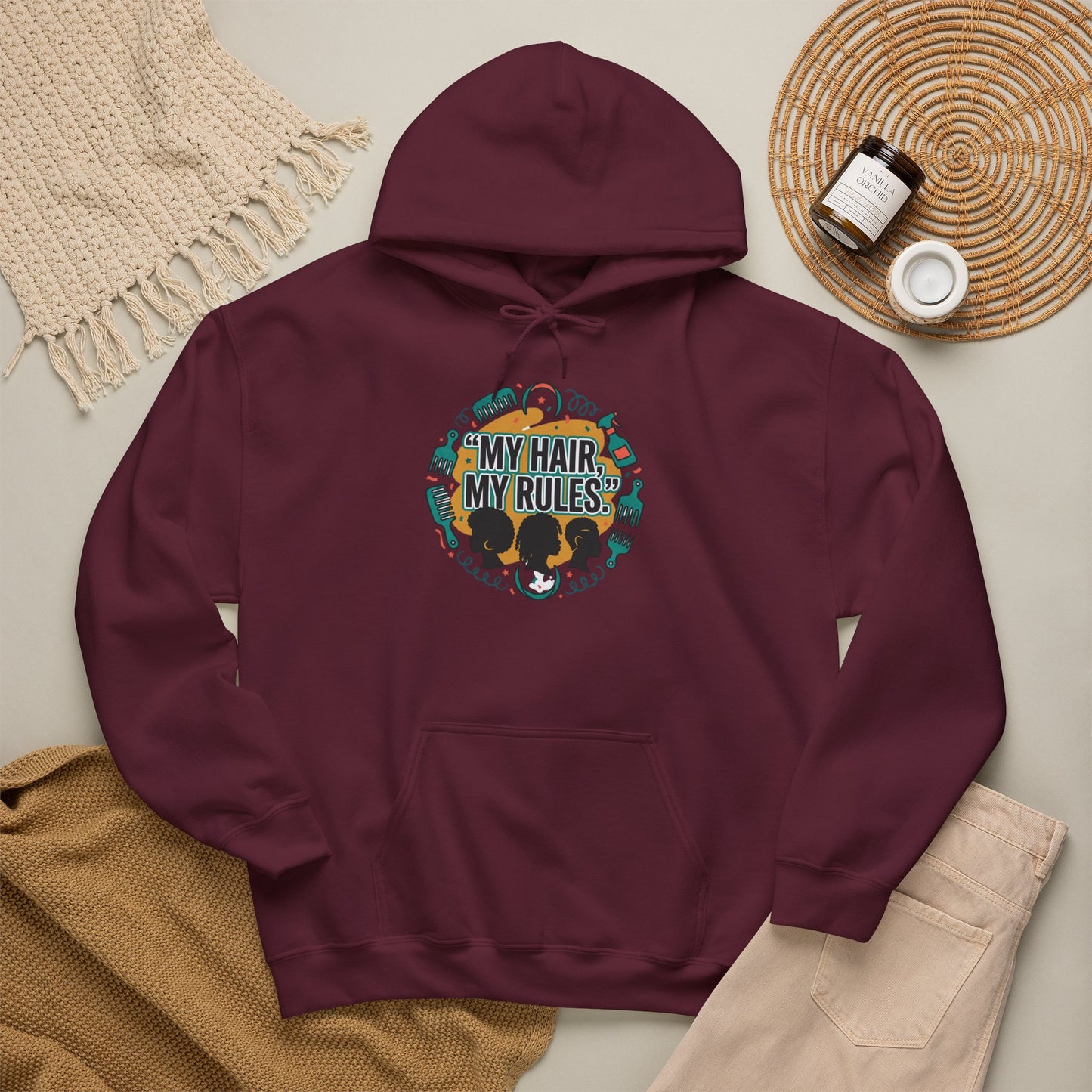 Hoodie — "My Hair, My Rules" Natural Hair Pride Graphic Hoodie