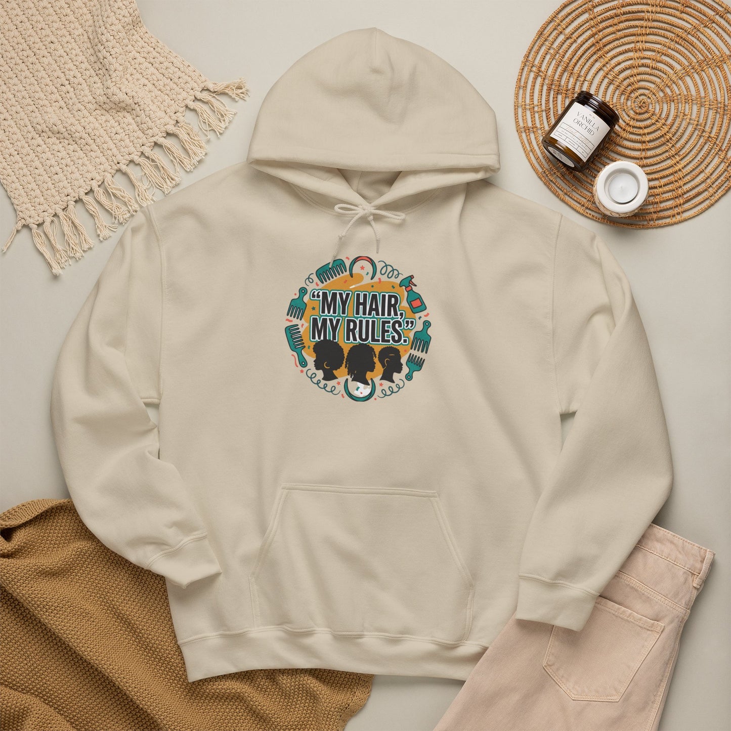Hoodie — "My Hair, My Rules" Natural Hair Pride Graphic Hoodie