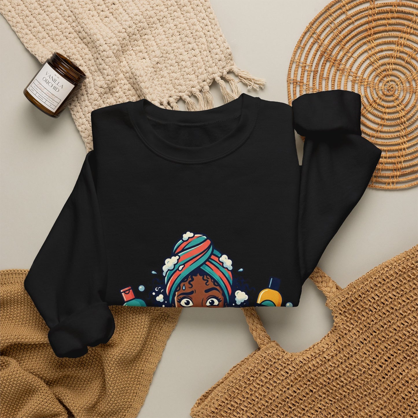 Wash Day Struggles Sweatshirt — Funny Natural Hair Care Crewneck