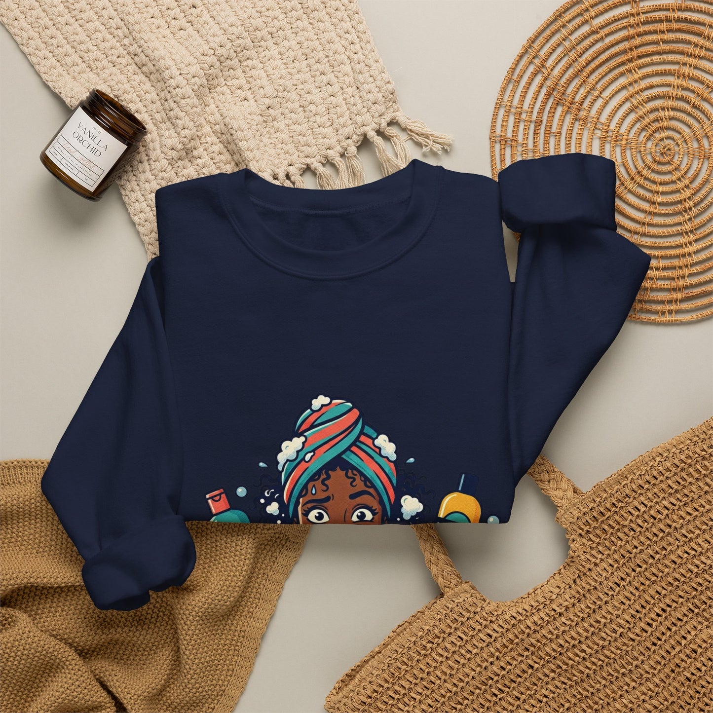 Wash Day Struggles Sweatshirt — Funny Natural Hair Care Crewneck
