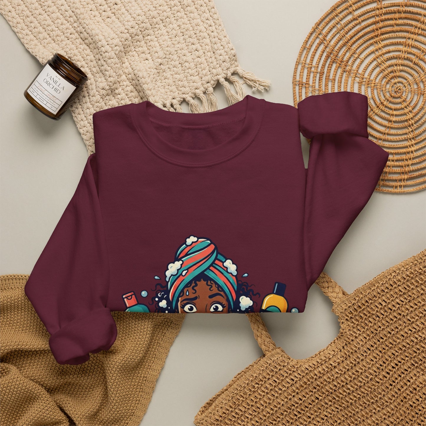 Wash Day Struggles Sweatshirt — Funny Natural Hair Care Crewneck