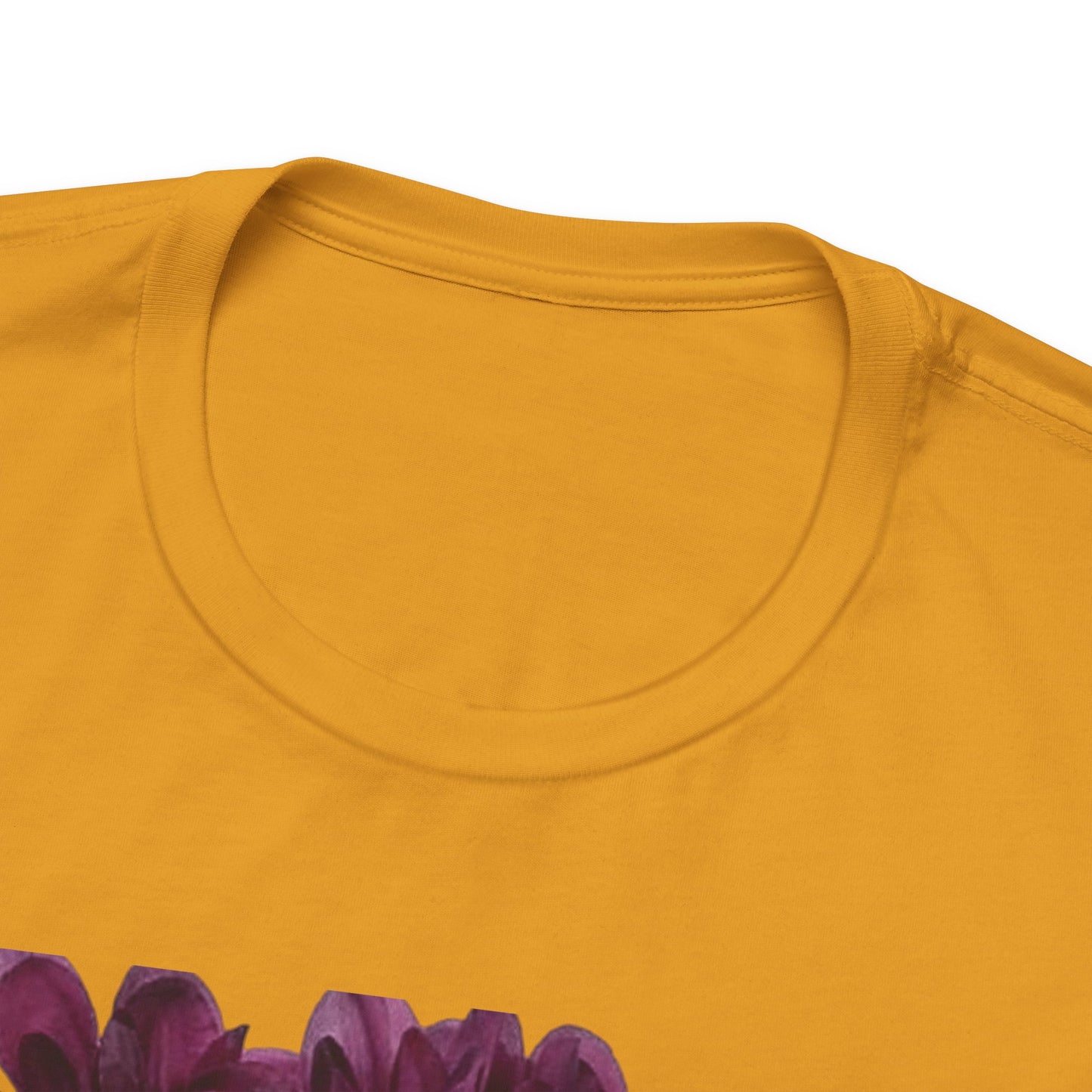 Floral Crown Fashion Tee — Glam Portrait Shirt with Purple Bloom Design