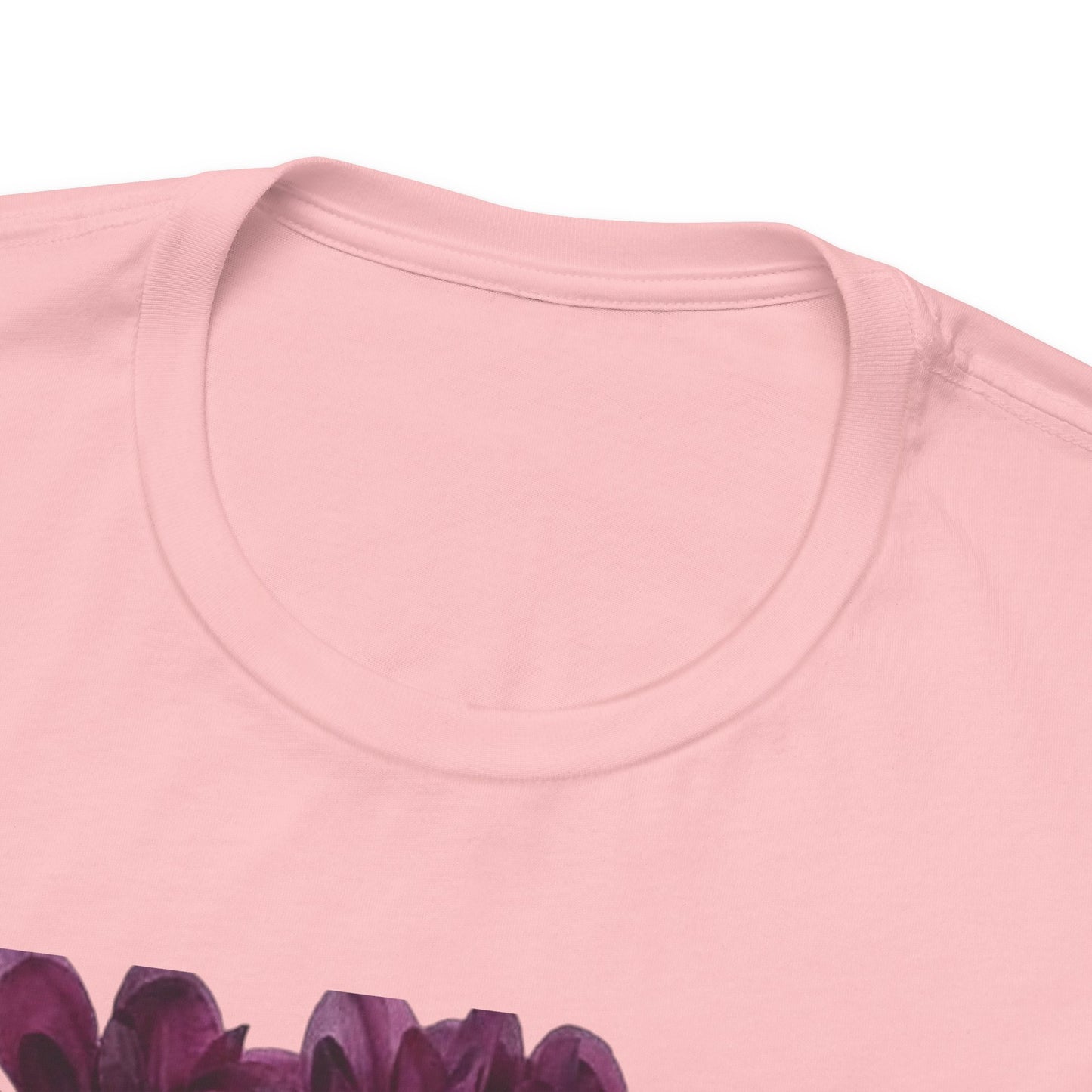 Floral Crown Fashion Tee — Glam Portrait Shirt with Purple Bloom Design