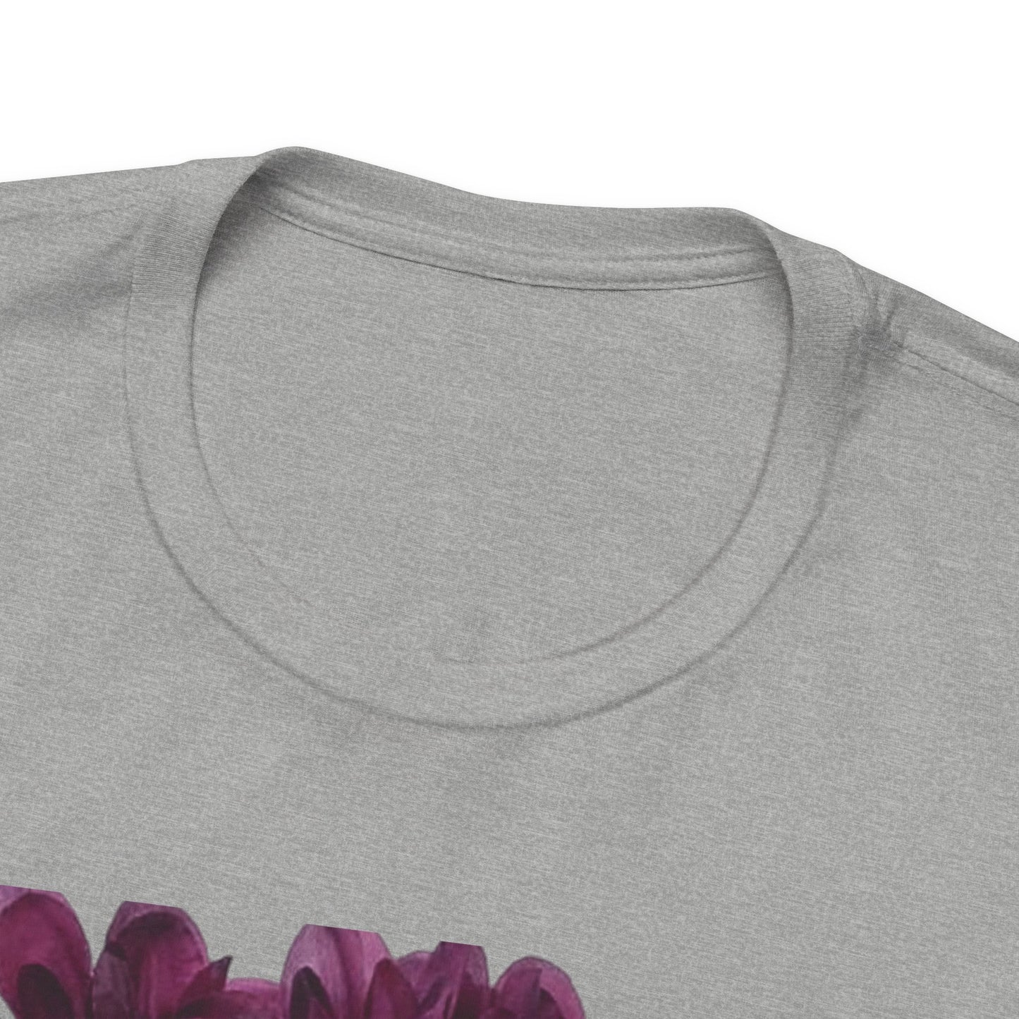 Floral Crown Fashion Tee — Glam Portrait Shirt with Purple Bloom Design