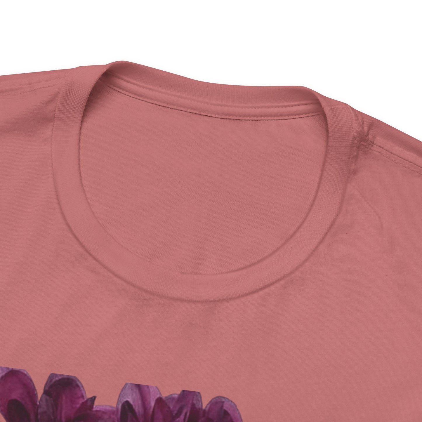 Floral Crown Fashion Tee — Glam Portrait Shirt with Purple Bloom Design