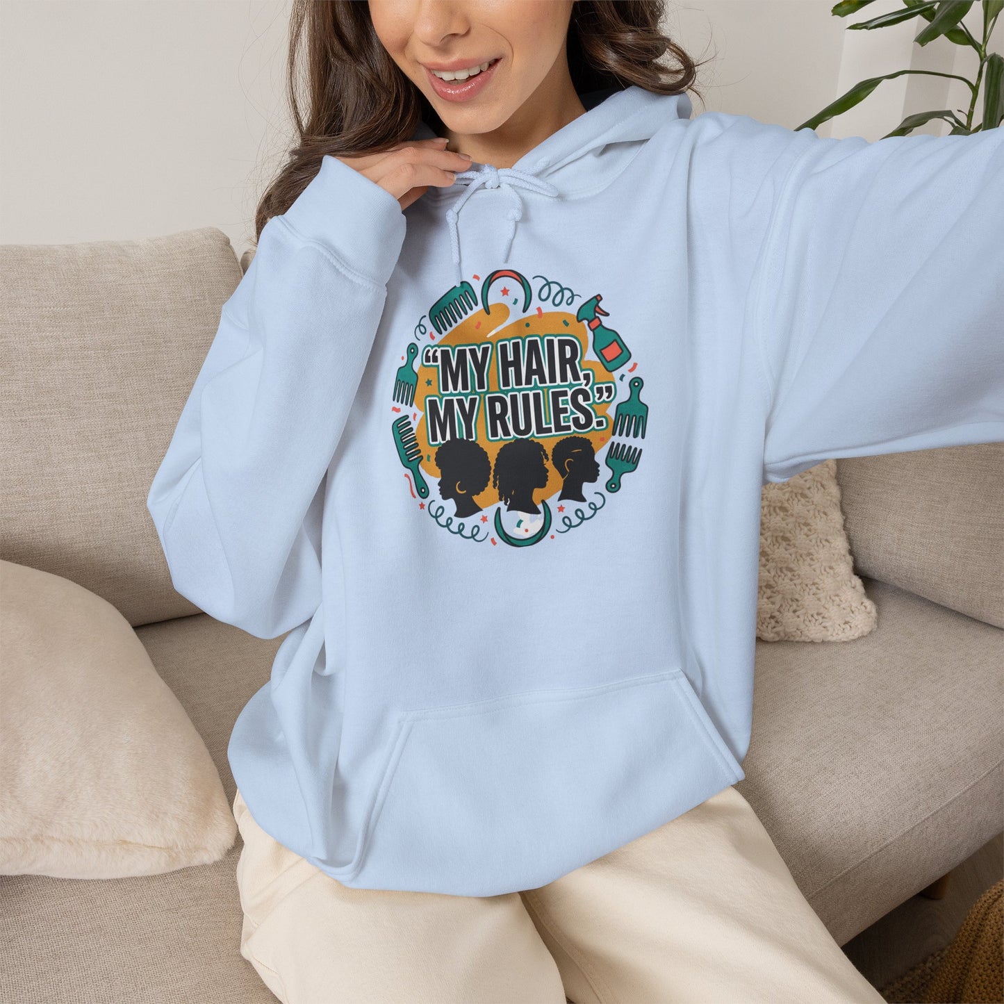 Hoodie — "My Hair, My Rules" Natural Hair Pride Graphic Hoodie