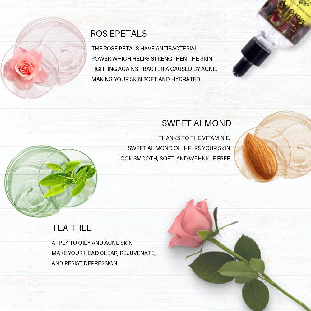 Rose Petal Essential Oil 100ml - Aromatherapy Moisturizing Oil for Skin Hydration - NamafadStore