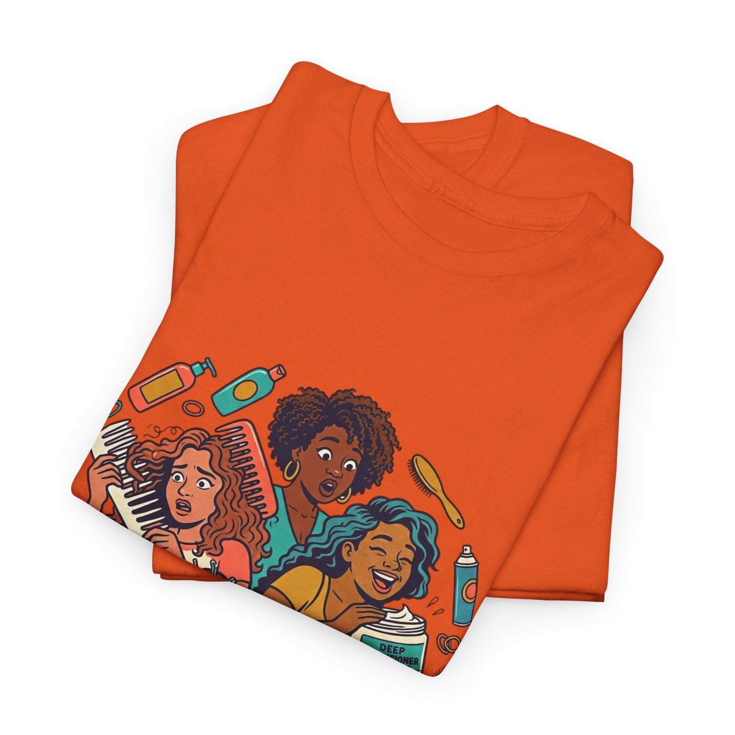 Curls & Chaos T-Shirt — Diverse Natural Hair Graphic Tee for Curly Hair Lovers