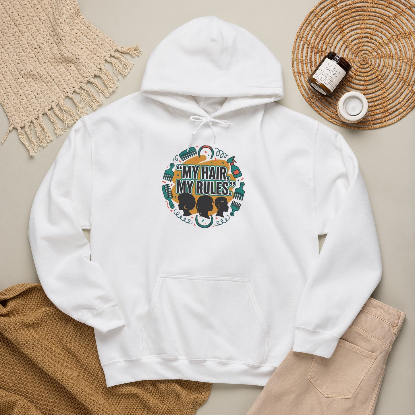 Hoodie — "My Hair, My Rules" Natural Hair Pride Graphic Hoodie