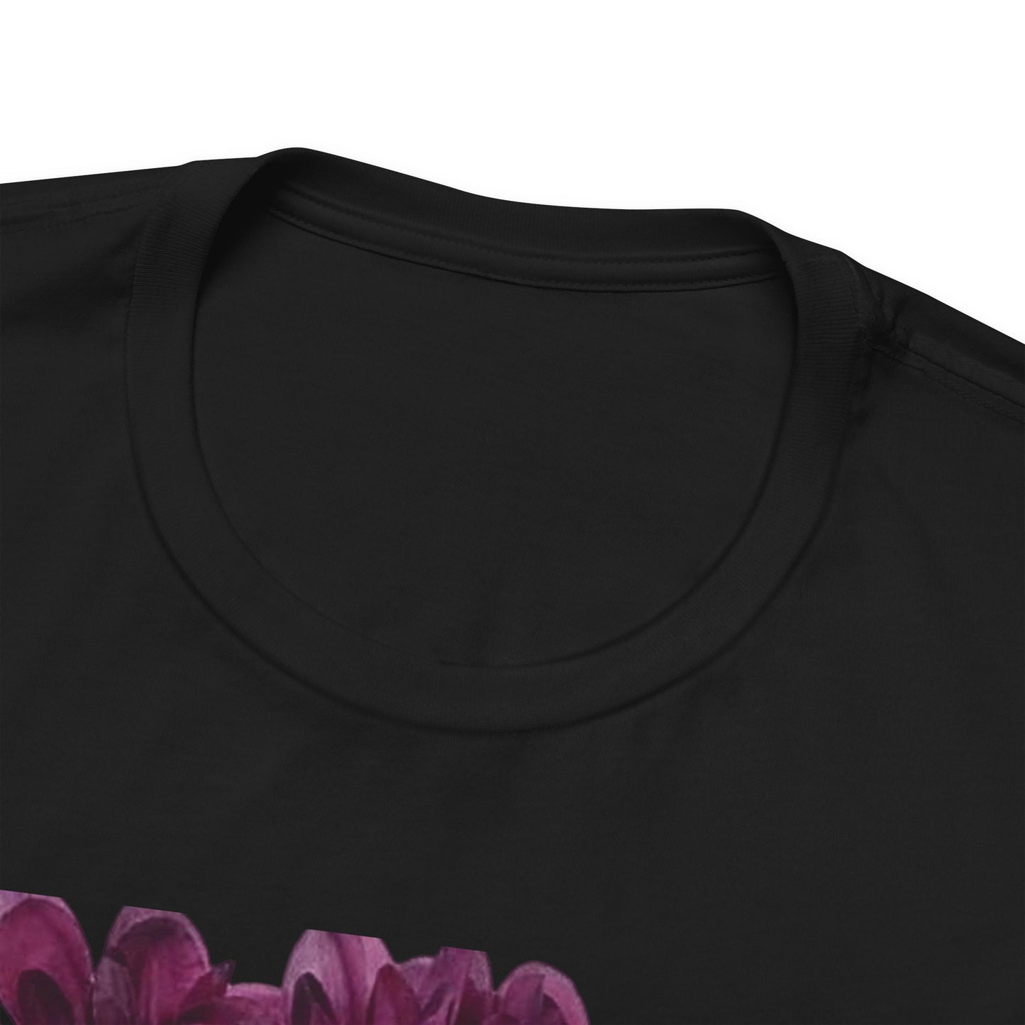 Floral Crown Fashion Tee — Glam Portrait Shirt with Purple Bloom Design