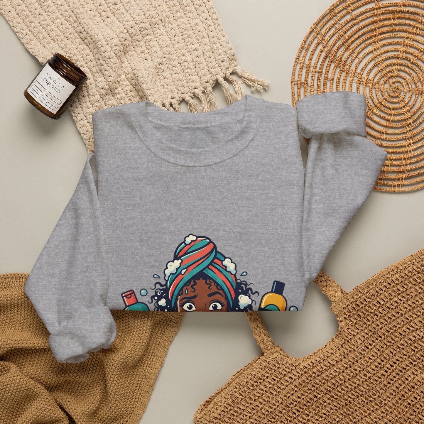 Wash Day Struggles Sweatshirt — Funny Natural Hair Care Crewneck