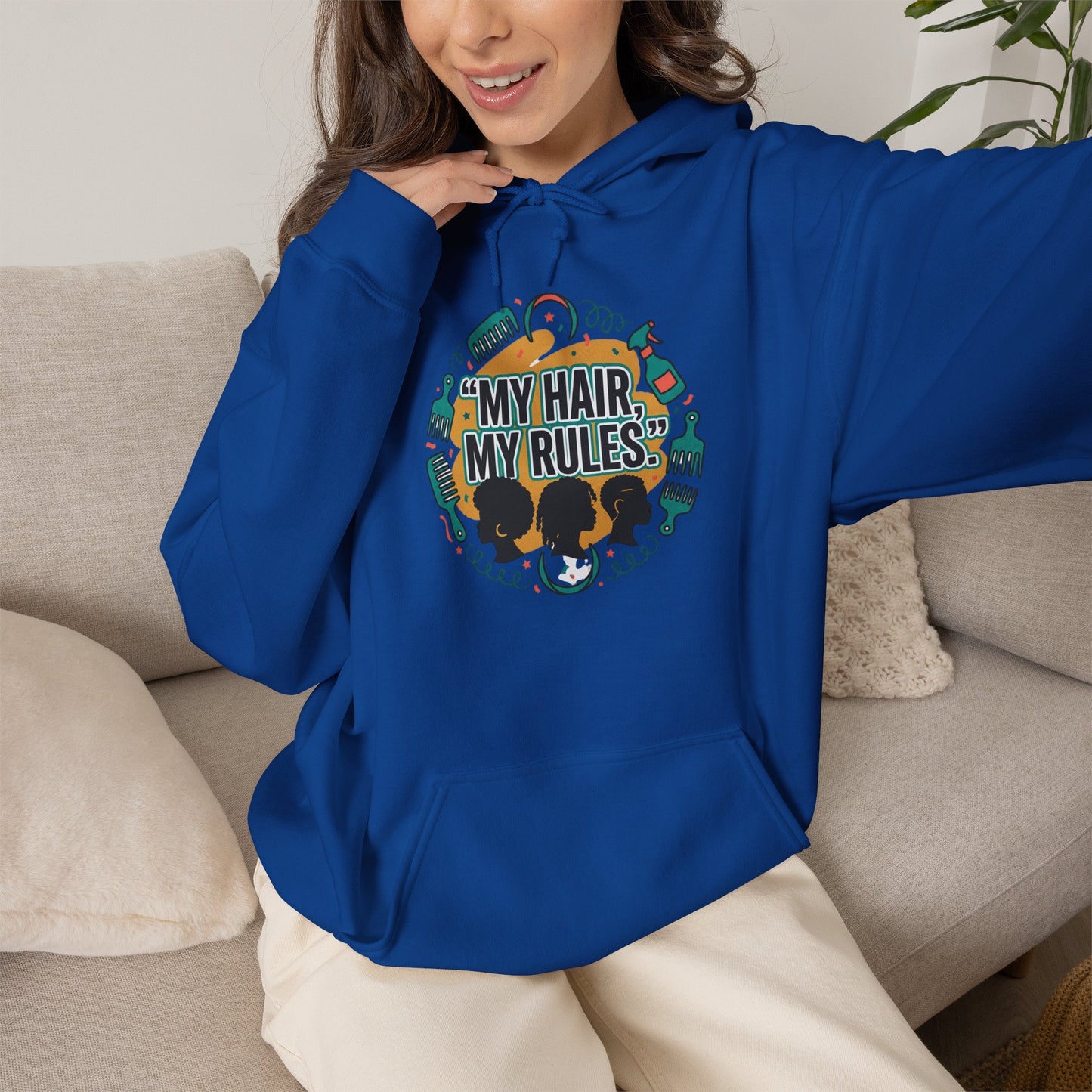 Hoodie — "My Hair, My Rules" Natural Hair Pride Graphic Hoodie