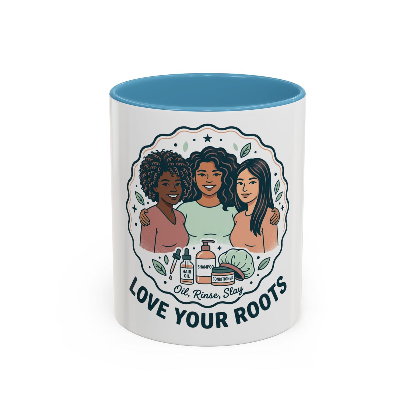 Love Your Roots Coffee Mug — Women’s Natural Hair Care Illustration (11/15oz)