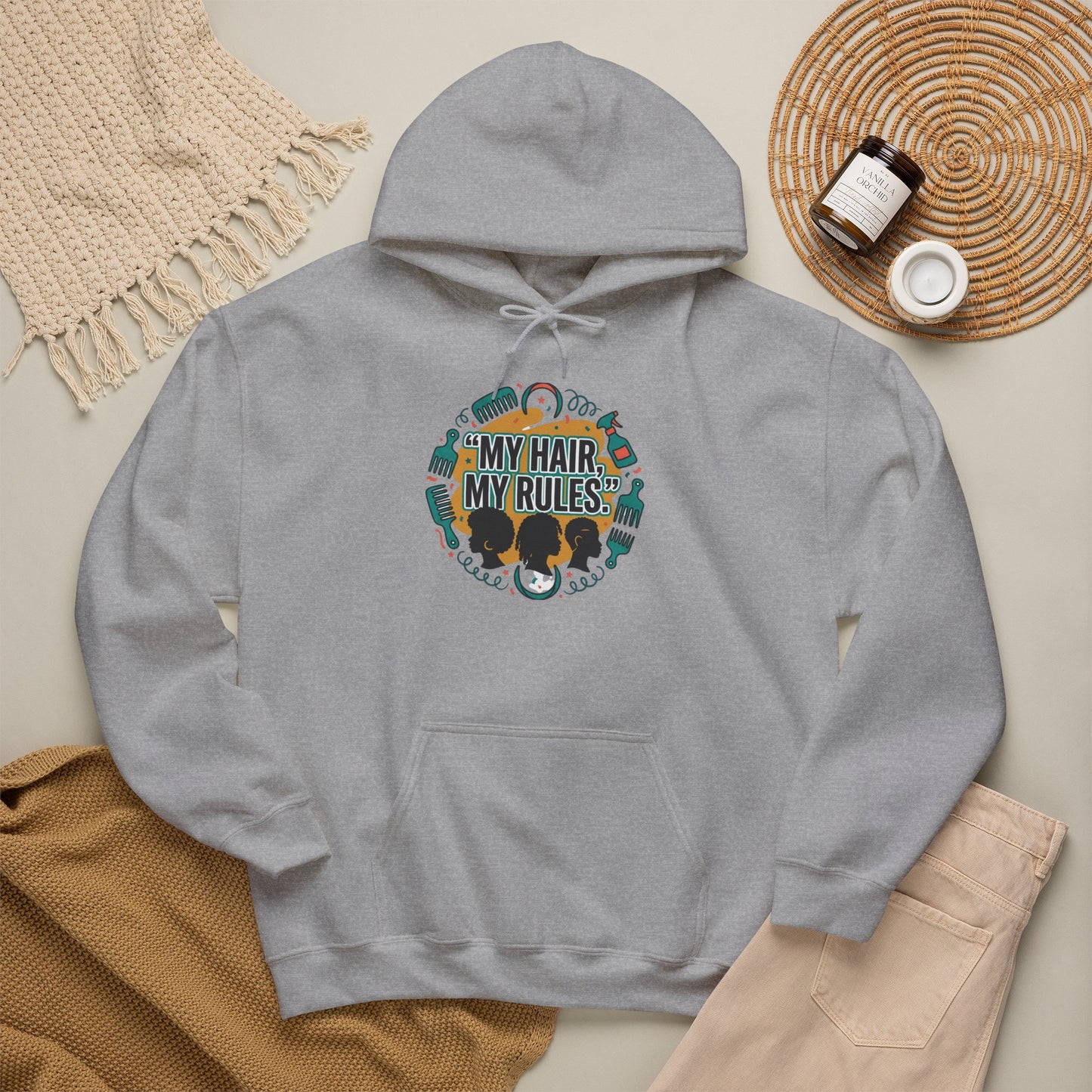 Hoodie — "My Hair, My Rules" Natural Hair Pride Graphic Hoodie