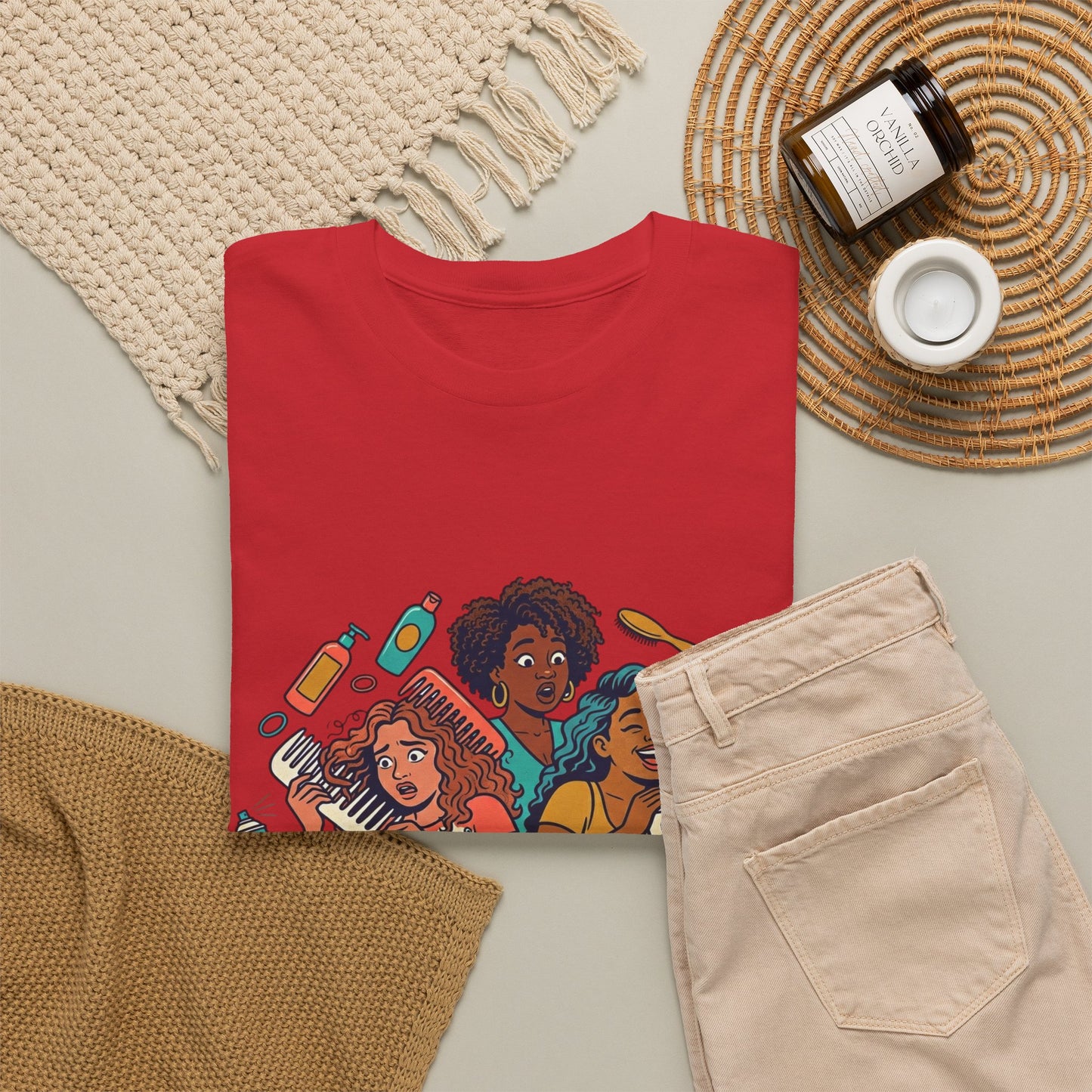 Curls & Chaos T-Shirt — Diverse Natural Hair Graphic Tee for Curly Hair Lovers