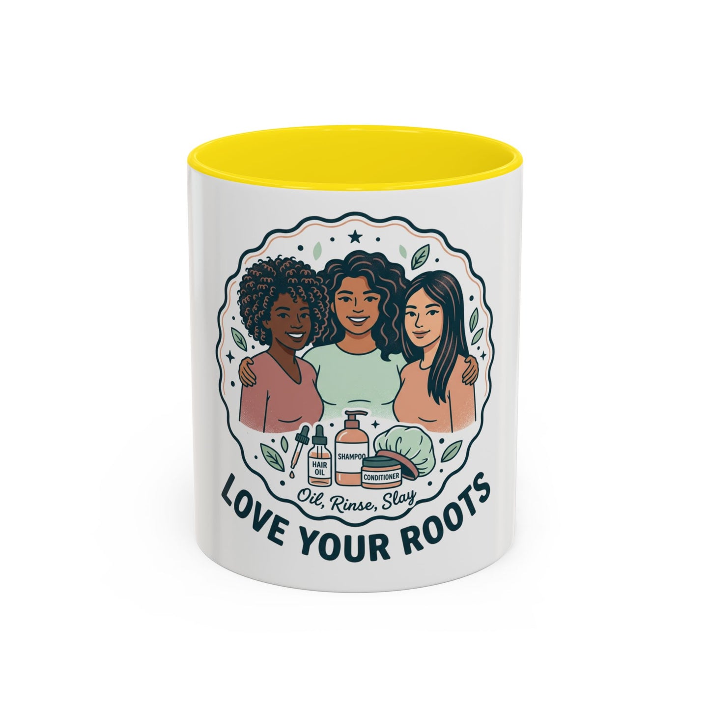 Love Your Roots Coffee Mug — Women’s Natural Hair Care Illustration (11/15oz)