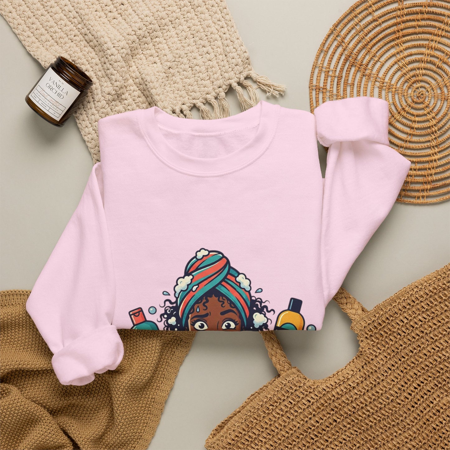 Wash Day Struggles Sweatshirt — Funny Natural Hair Care Crewneck