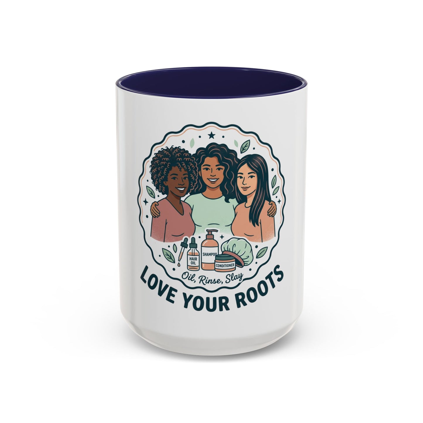 Love Your Roots Coffee Mug — Women’s Natural Hair Care Illustration (11/15oz)