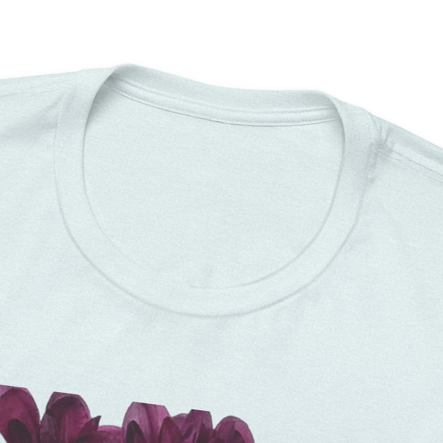 Floral Crown Fashion Tee — Glam Portrait Shirt with Purple Bloom Design