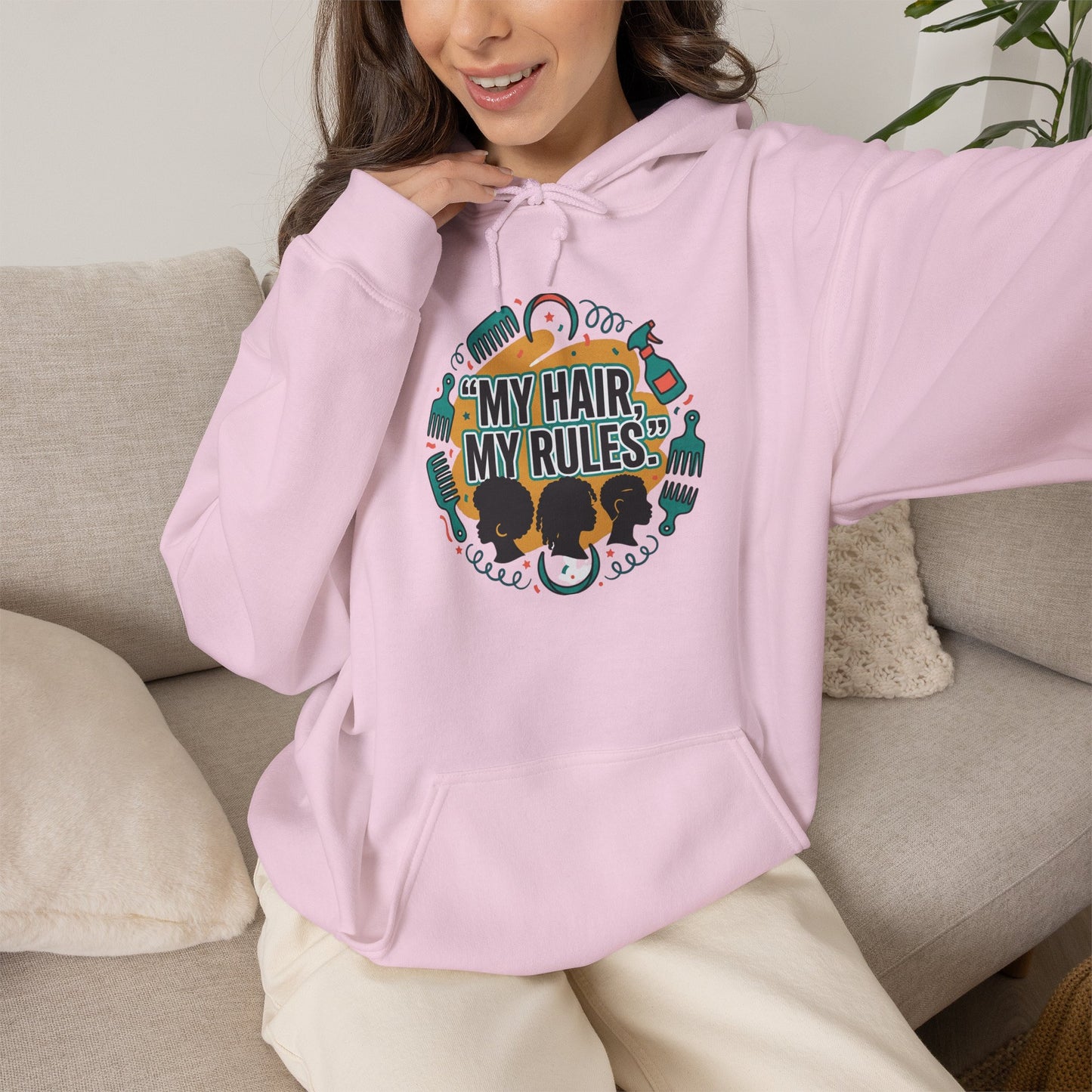 Hoodie — "My Hair, My Rules" Natural Hair Pride Graphic Hoodie