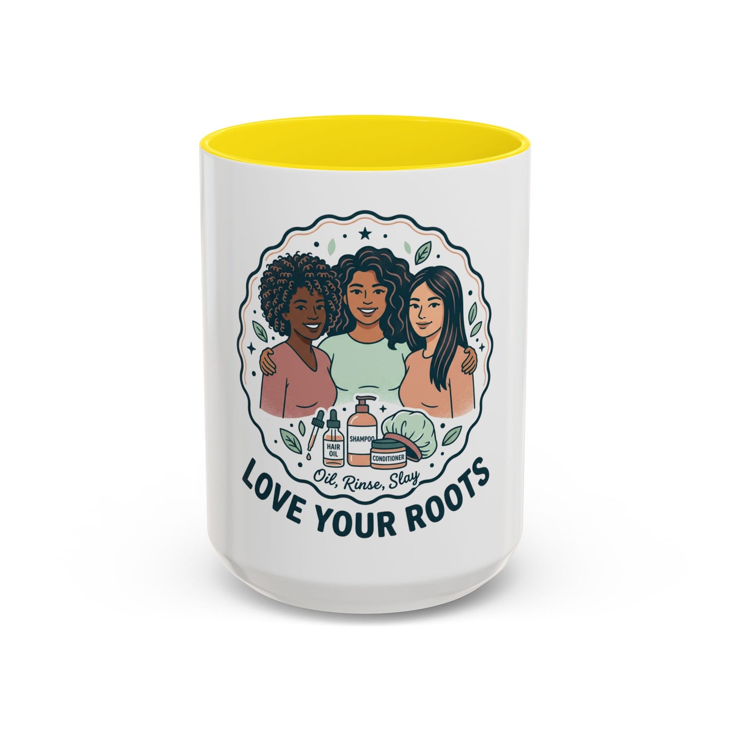 Love Your Roots Coffee Mug — Women’s Natural Hair Care Illustration (11/15oz)