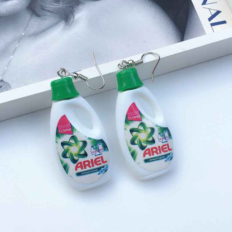 Women Earring Made Cute Girls Eardrop Funny Gift Sweet Handmade Cartoons Mini Fruit Drink Ham Sausage Toothpaste Shampoo
