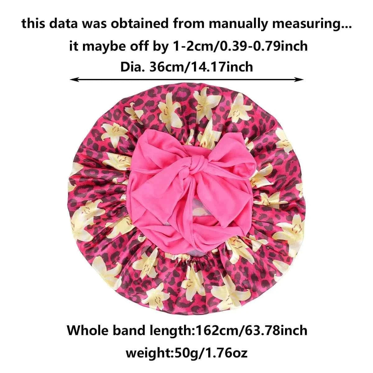 1pc Adjustable Sleep Hair Bonnet, Leopard and Lily Flower Printed Caps for Women, Adjustable Large Night Cap with Long Band