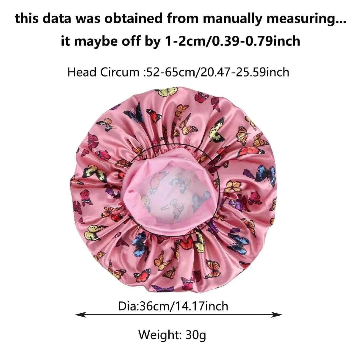 1PC Pink Butterfly Satin Sleep Bonnet & Headband Set - Adjustable Hair Protector for Daily, Makeup & Skincare Constellation