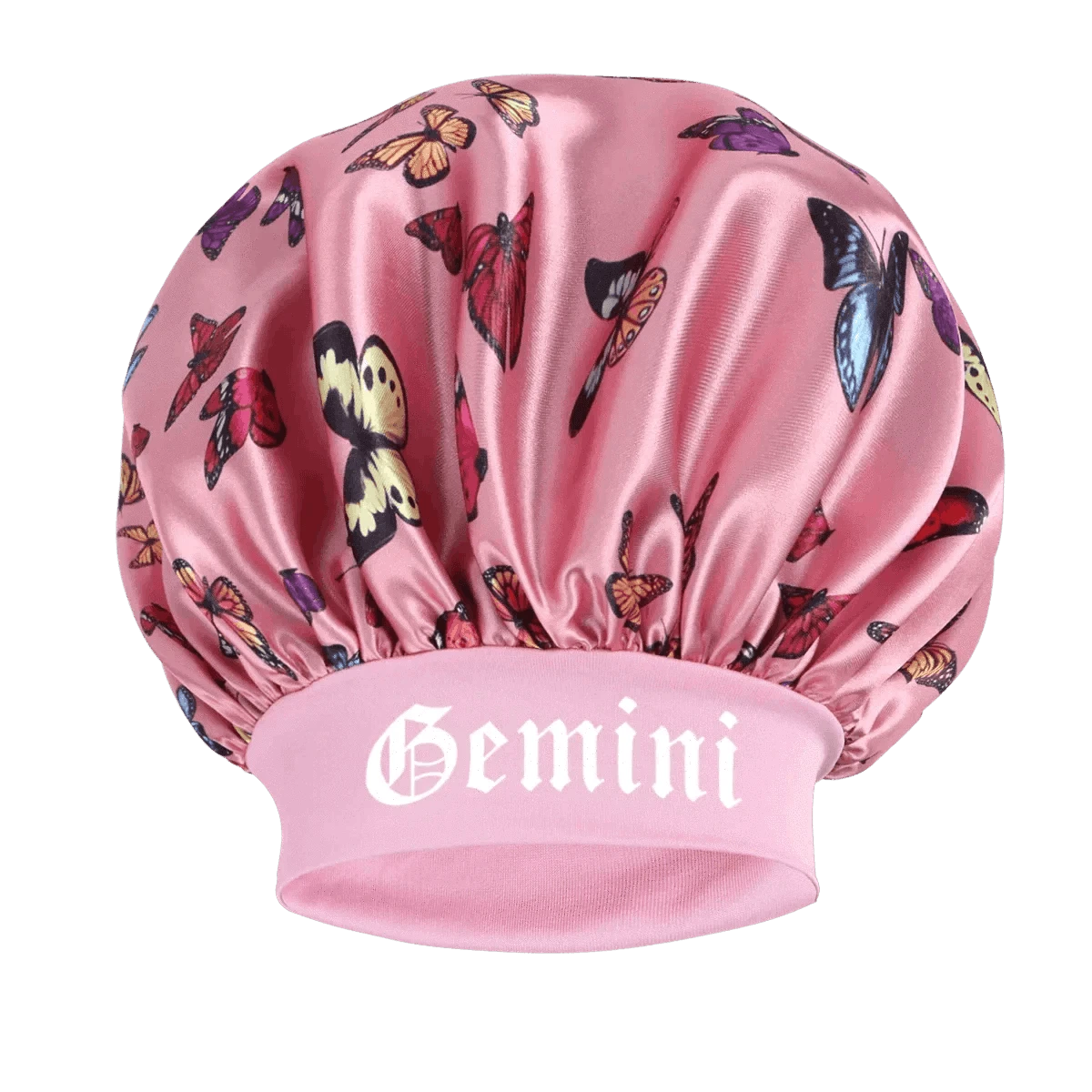 1PC Pink Butterfly Satin Sleep Bonnet & Headband Set - Adjustable Hair Protector for Daily, Makeup & Skincare Constellation