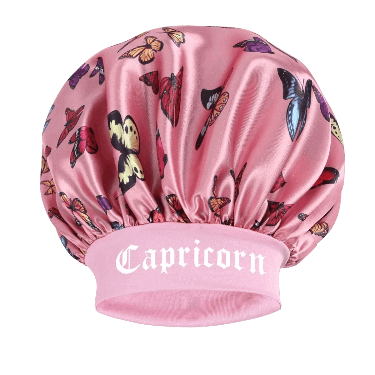 1PC Pink Butterfly Satin Sleep Bonnet & Headband Set - Adjustable Hair Protector for Daily, Makeup & Skincare Constellation