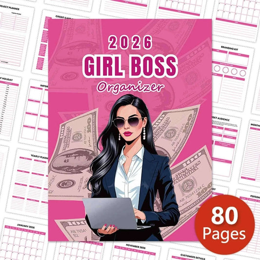 2026 Girl Boss Planner for Women Organizer with Durable Cover and Large Capacity 28.5x21cm for Work Schedule Goal Tracking