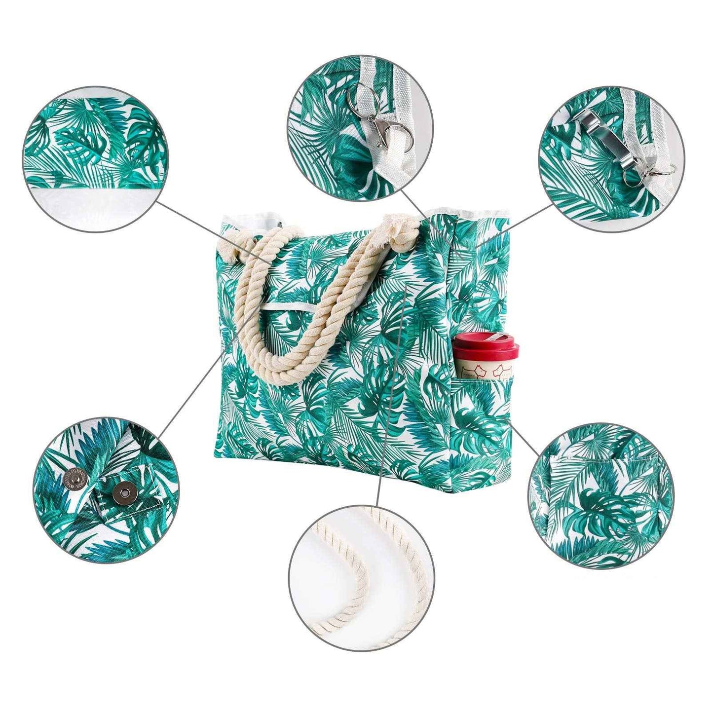 Large Capacity Crossbody Fashion Print Women's Canvas Beach Bag