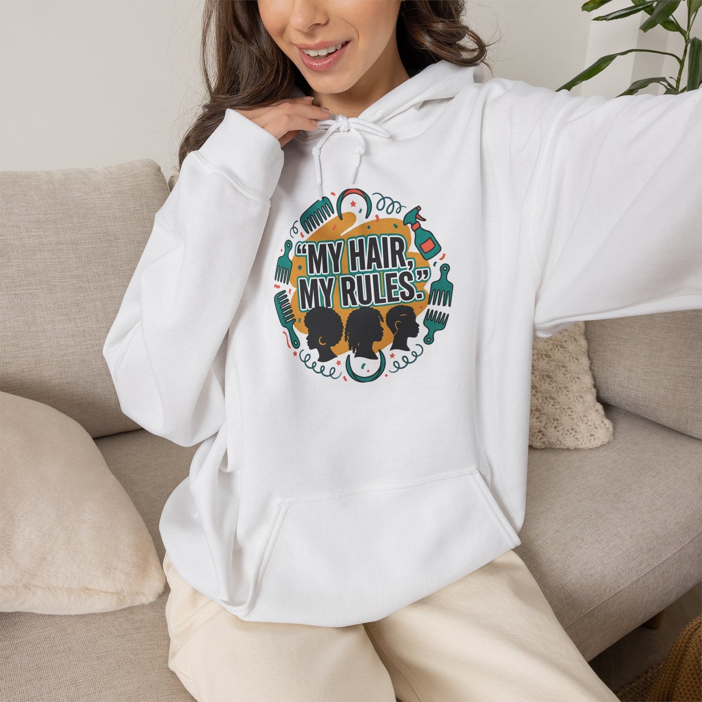 Hoodie — "My Hair, My Rules" Natural Hair Pride Graphic Hoodie