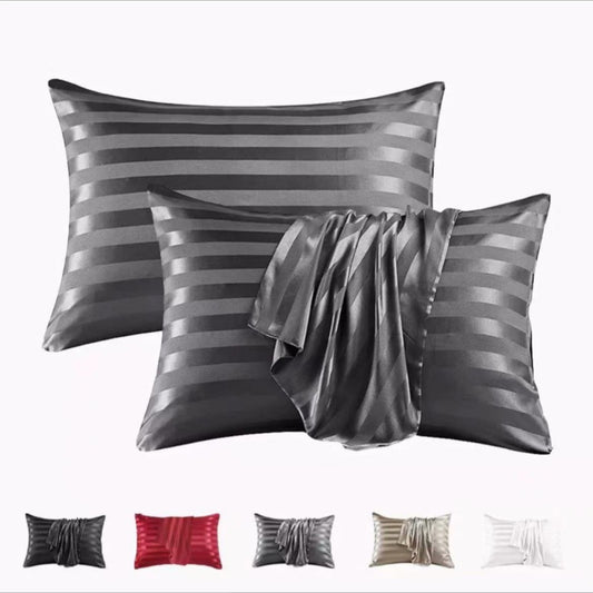 Satin Stripe Envelope Pillowcase – Soft Luxury Bedding for Women