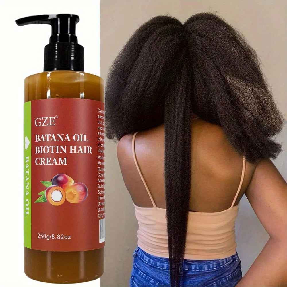 2 Pack GZE Batana Oil Biotin Hair Cream Strong Hair Anti-Breakage Split Ends y for Dry Hair