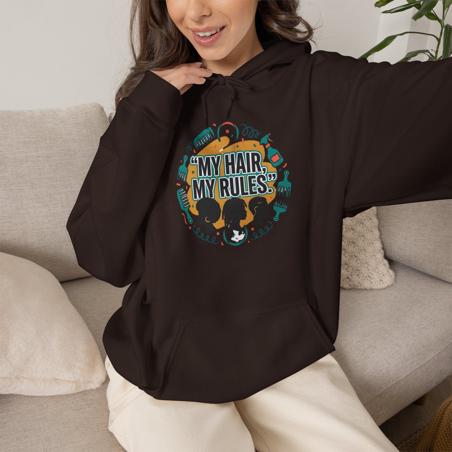 Hoodie — "My Hair, My Rules" Natural Hair Pride Graphic Hoodie