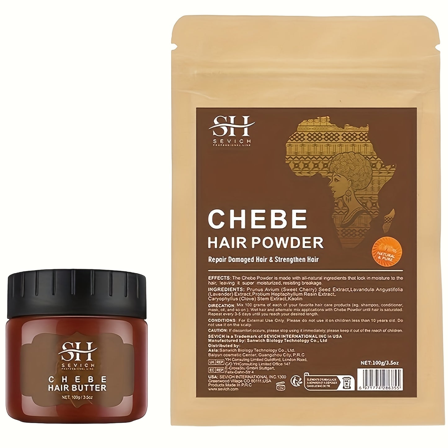 [Chebe Set] African Chebe Powder & Chebe Butter Set for All Hair Types | Fortifies Hair, Hair Care