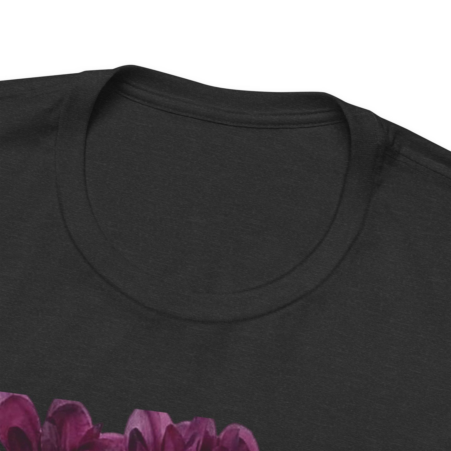 Floral Crown Fashion Tee — Glam Portrait Shirt with Purple Bloom Design