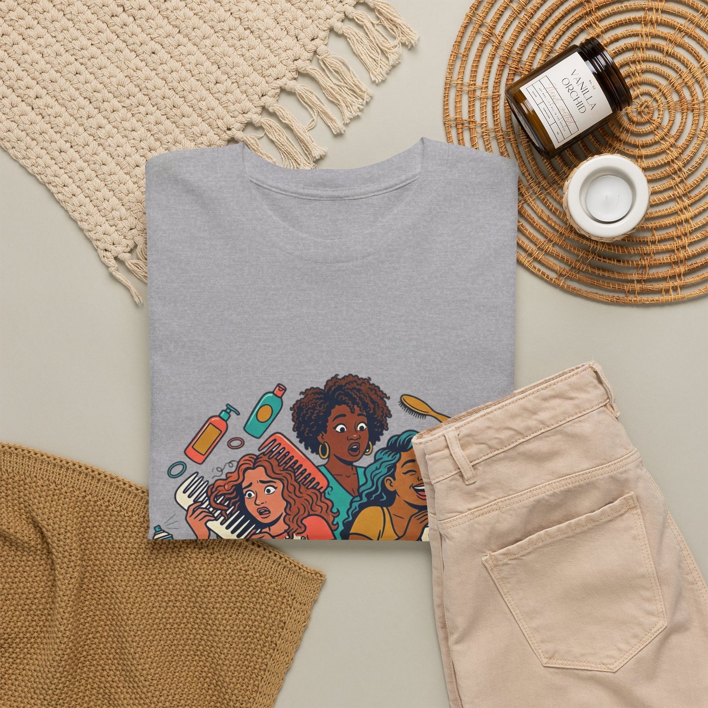 Curls & Chaos T-Shirt — Diverse Natural Hair Graphic Tee for Curly Hair Lovers