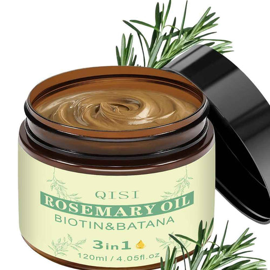 [Moisturizing Batana Hair Formula] 1x QISI 3-in-1 Rosemary Oil Hair Mask & Oil, 120ml - Biotin & Batana Enriched, 100% Cold-Pressed, Moisturizing Formula for All Hair Types
